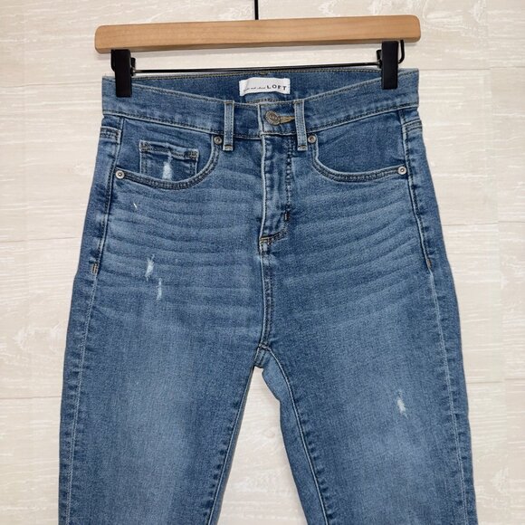Loft Women's Size 00/24 Medium Wash High Rise Ankle Skinny Jeans - Picture 4 of 8